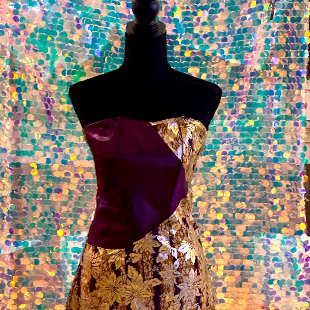 GOLD & PRUNE COLOR EVENING GOWN!
